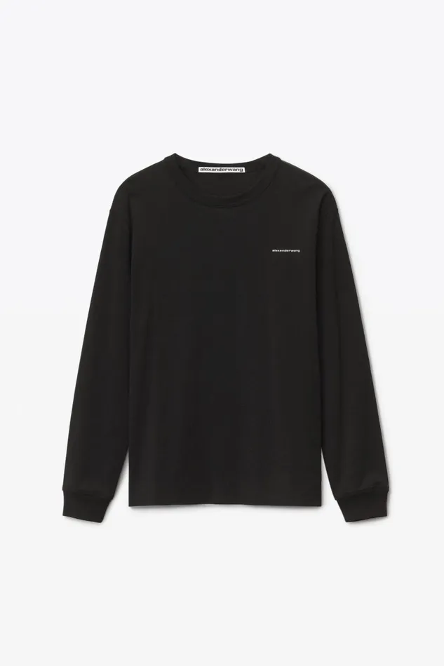 Alexander Wang UnisexWomenMen Long Sleeve Tee In High Twist Jersey