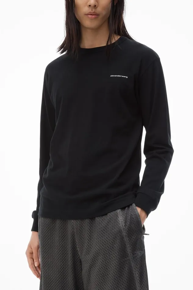 Alexander Wang UnisexWomenMen Long Sleeve Tee In High Twist Jersey
