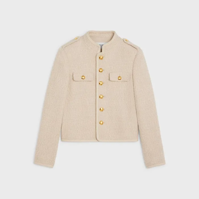 Allur Jacket In Bouclette Natt Sable Blanc Women CELINE JACKETS