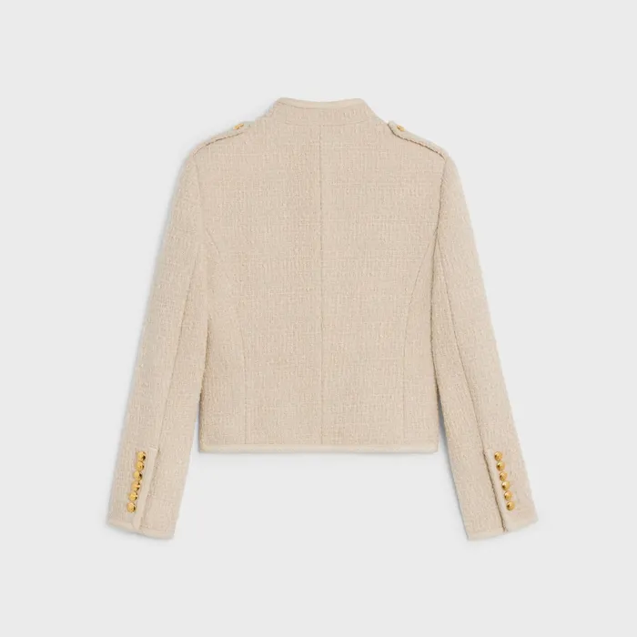Allur Jacket In Bouclette Natt Sable Blanc Women CELINE JACKETS