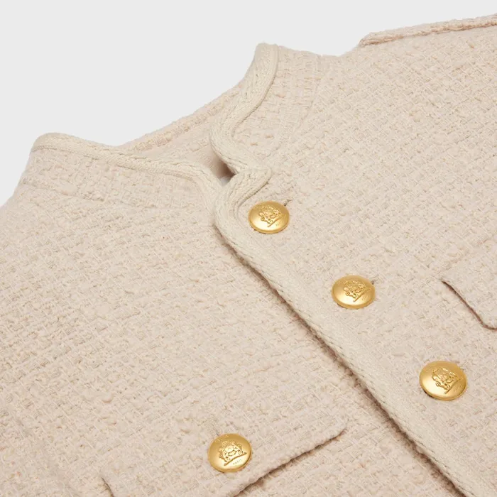Allur Jacket In Bouclette Natt Sable Blanc Women CELINE JACKETS