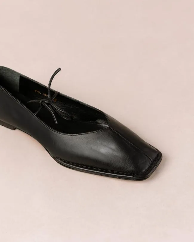 ALOHAS Ballet Flats Sway 8211 Black Leather Flats 8211 Women