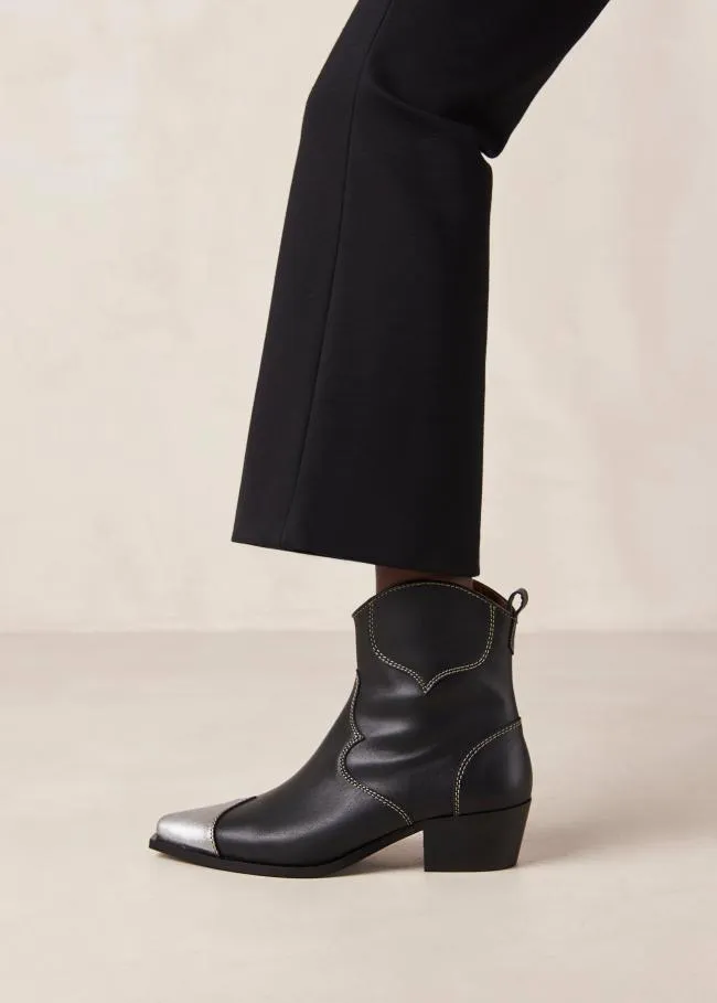ALOHAS Boots Buffalo 8211 Black And Silver Leather Boots 8211 Women
