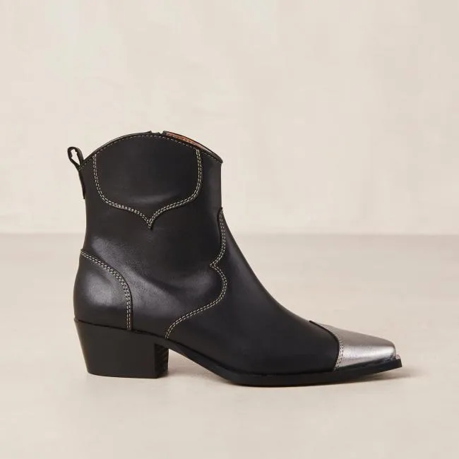 ALOHAS Boots Buffalo 8211 Black And Silver Leather Boots 8211 Women