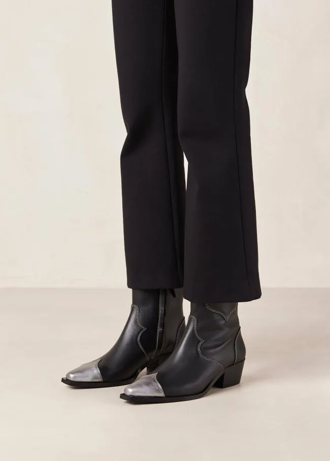 ALOHAS Boots Buffalo 8211 Black And Silver Leather Boots 8211 Women