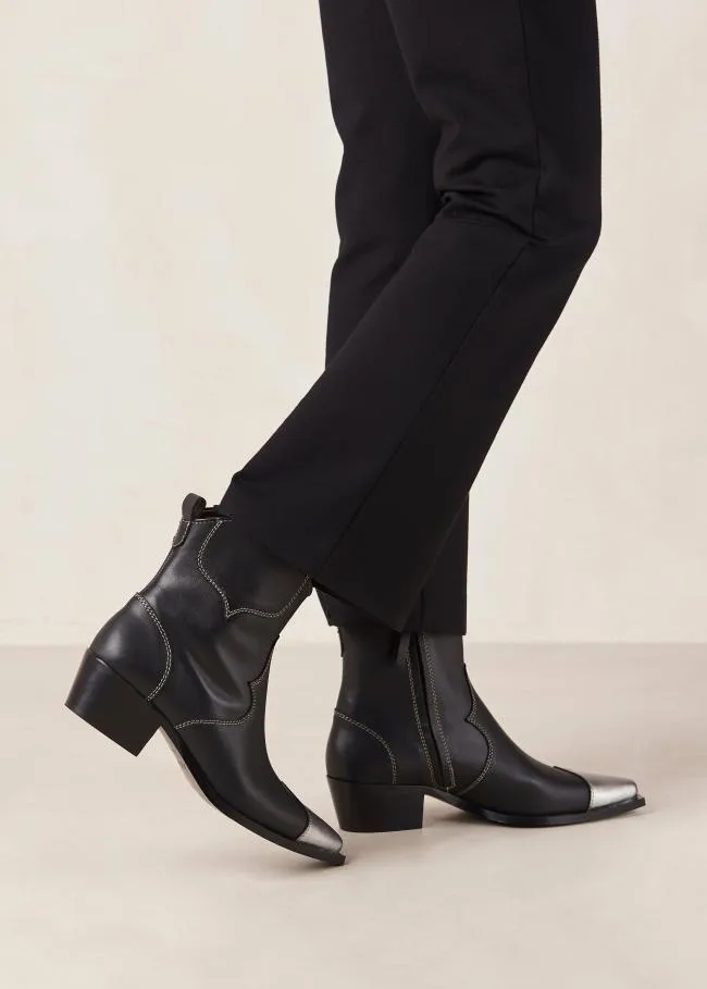 ALOHAS Boots Buffalo 8211 Black And Silver Leather Boots 8211 Women