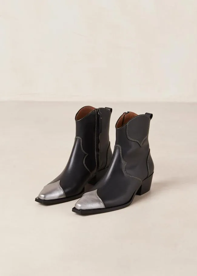 ALOHAS Boots Buffalo 8211 Black And Silver Leather Boots 8211 Women