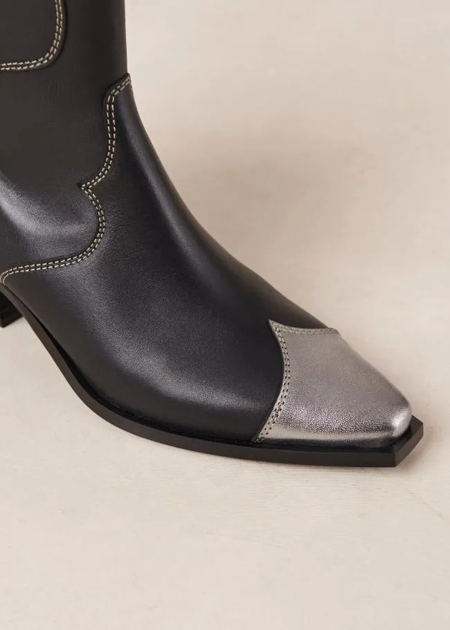 ALOHAS Boots Buffalo 8211 Black And Silver Leather Boots 8211 Women
