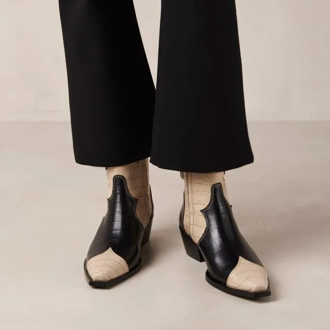ALOHAS Boots Buffalo 8211 Black And White Leather Boots 8211 Women