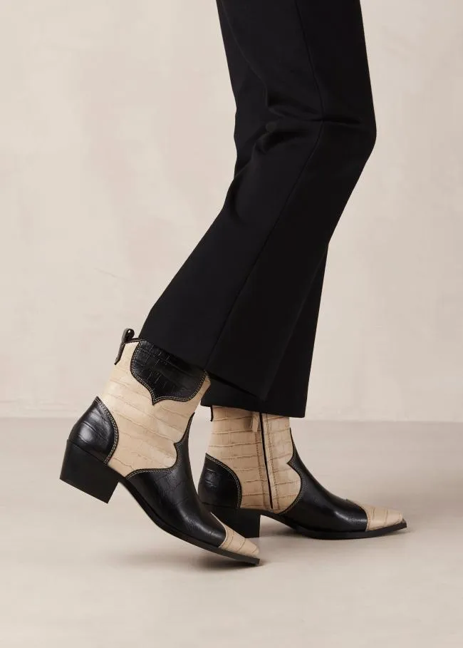 ALOHAS Boots Buffalo 8211 Black And White Leather Boots 8211 Women