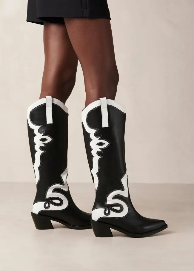 ALOHAS Boots Mount Dallas 8211 Black And White Leather Boots 8211 Women