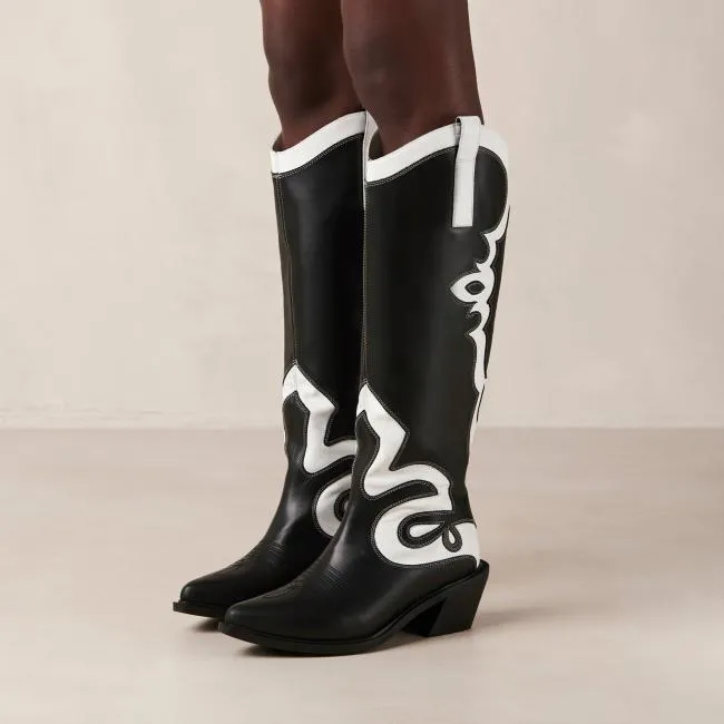 ALOHAS Boots Mount Dallas 8211 Black And White Leather Boots 8211 Women
