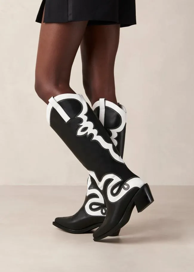 ALOHAS Boots Mount Dallas 8211 Black And White Leather Boots 8211 Women
