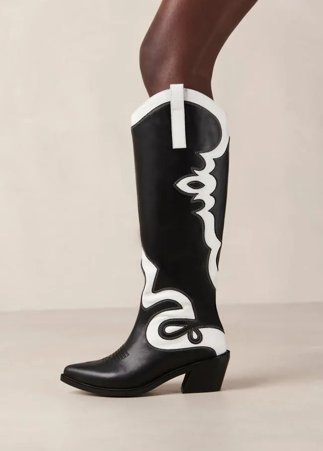 ALOHAS Boots Mount Dallas 8211 Black And White Leather Boots 8211 Women