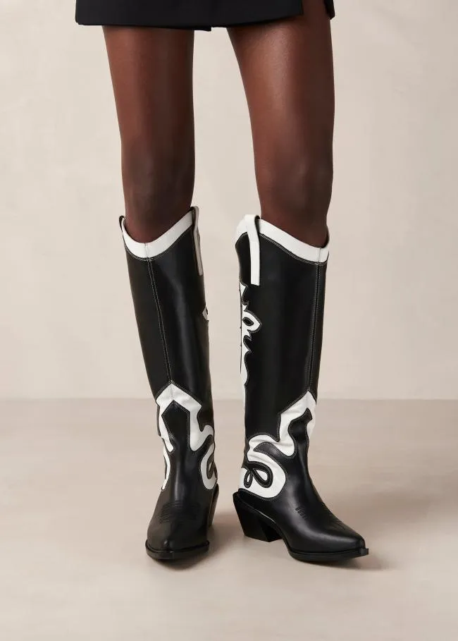 ALOHAS Boots Mount Dallas 8211 Black And White Leather Boots 8211 Women