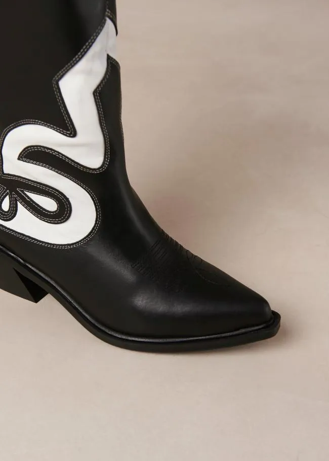 ALOHAS Boots Mount Dallas 8211 Black And White Leather Boots 8211 Women
