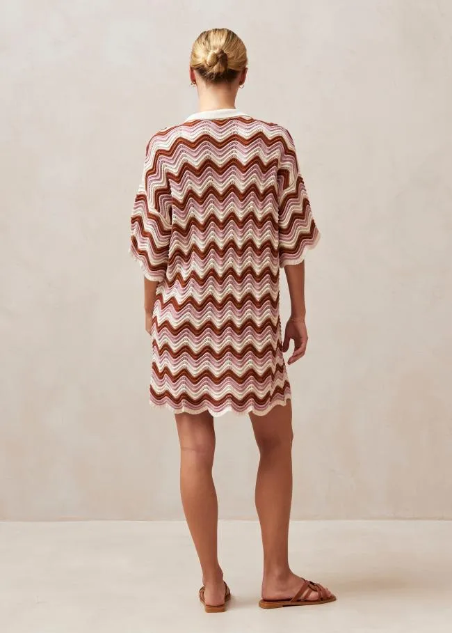 ALOHAS Dresses Palermo 8211 Pink and Brown Multicolor Knit Dress 8211 Women