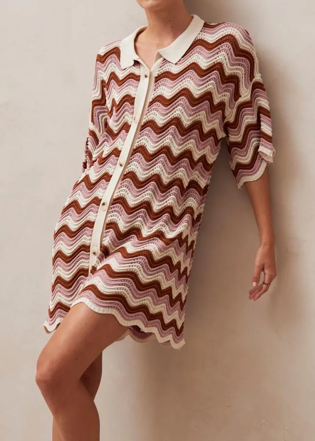 ALOHAS Dresses Palermo 8211 Pink and Brown Multicolor Knit Dress 8211 Women