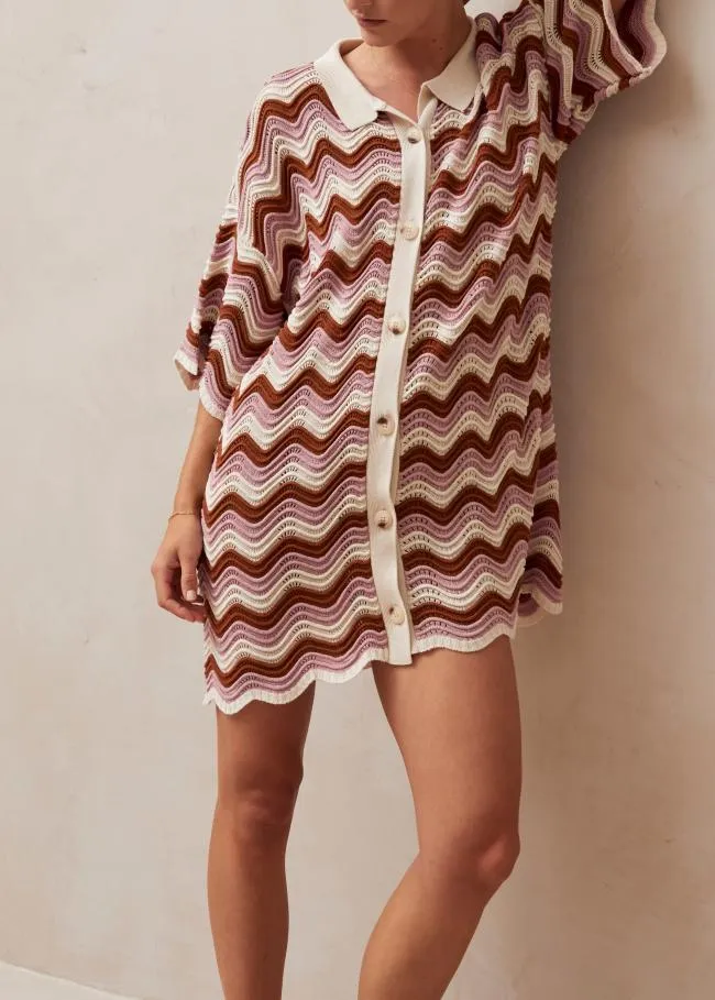 ALOHAS Dresses Palermo 8211 Pink and Brown Multicolor Knit Dress 8211 Women