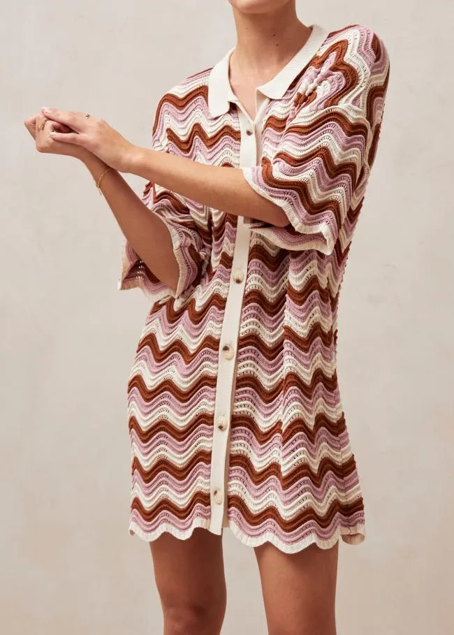 ALOHAS Dresses Palermo 8211 Pink and Brown Multicolor Knit Dress 8211 Women