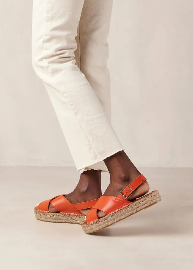 ALOHAS Espadrilles Crossed 8211 Orange Leather Espadrilles 8211 Women