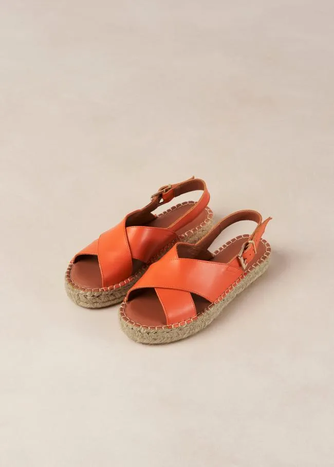 ALOHAS Espadrilles Crossed 8211 Orange Leather Espadrilles 8211 Women