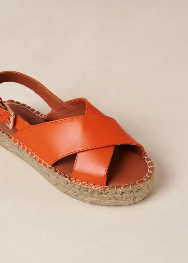 ALOHAS Espadrilles Crossed 8211 Orange Leather Espadrilles 8211 Women