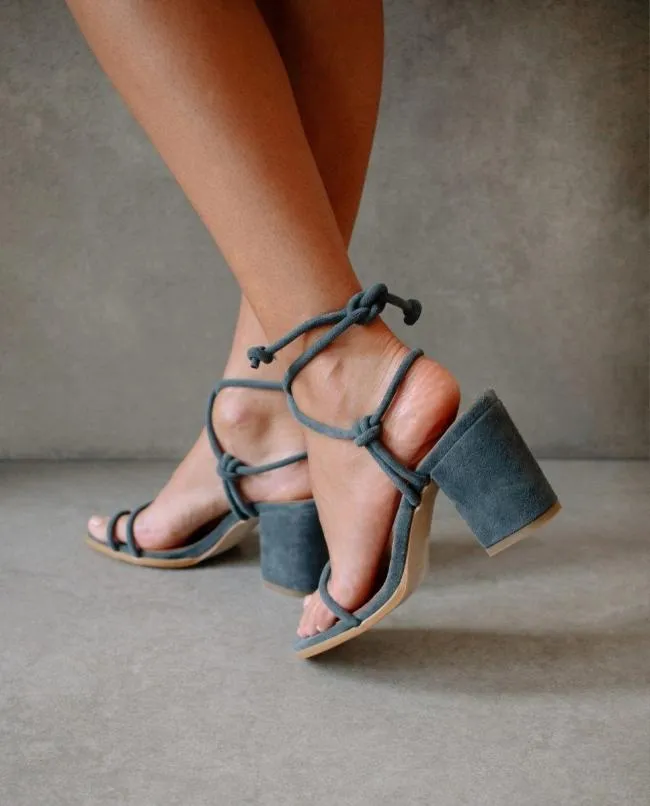 ALOHAS Heels Grace 8211 Gray Suede Sandals 8211 Women