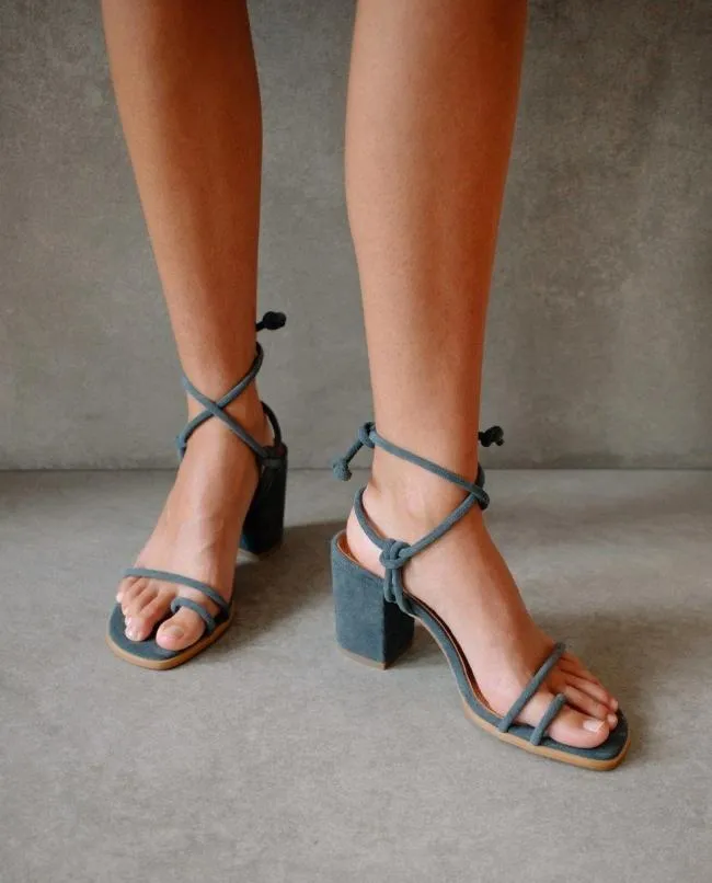 ALOHAS Heels Grace 8211 Gray Suede Sandals 8211 Women