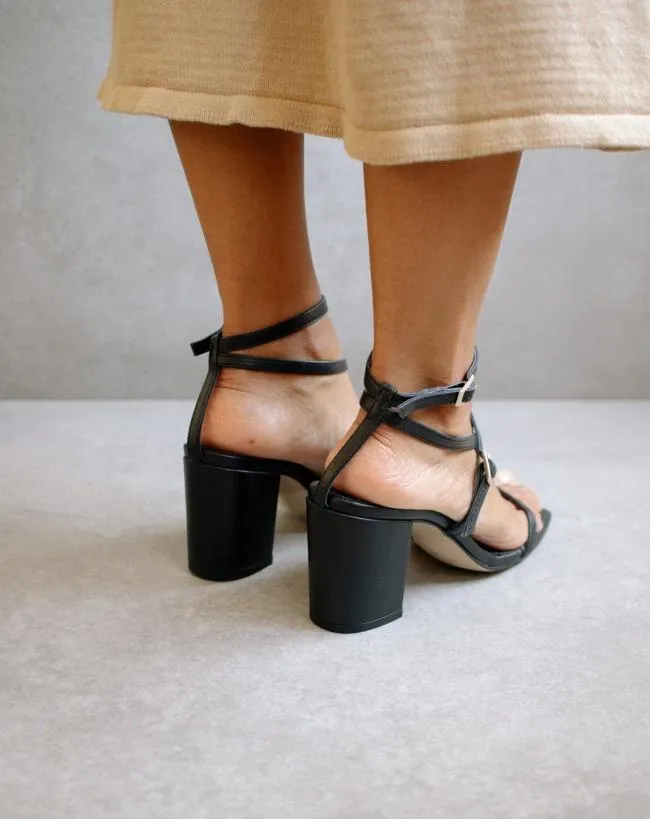 ALOHAS Heels Manhattan 8211 Black Leather Sandals 8211 Women