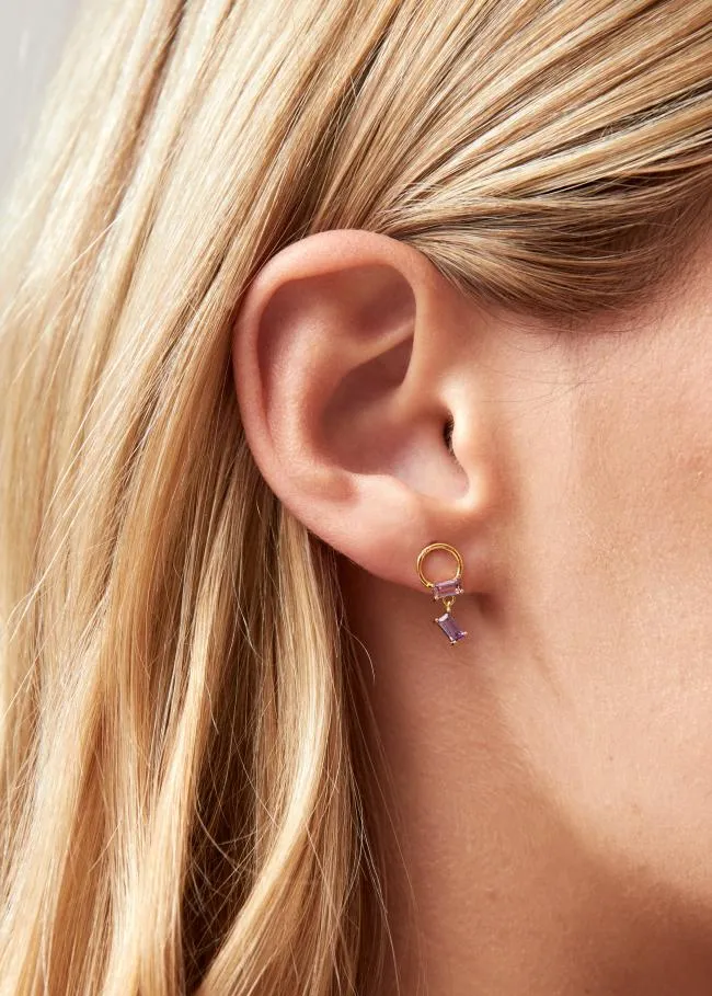 ALOHAS Jewelry Fountain 8211 Gold And Purple Crystal Earrings 8211 Women