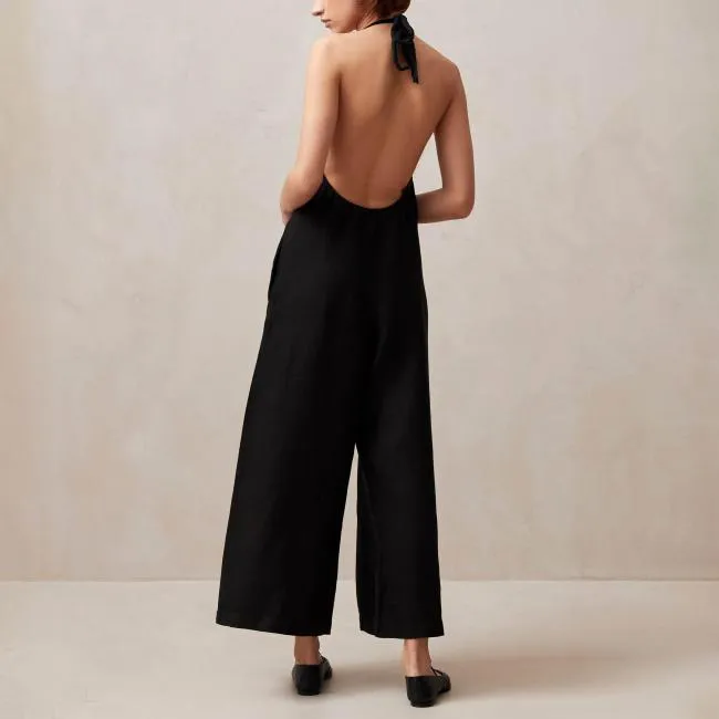 ALOHAS Jumpsuits Yona 8211 Black Linen Jumpsuit 8211 Women