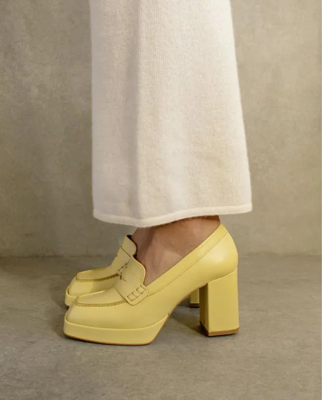ALOHAS Loafers Busy Colorblock 8211 Yellow Leather Loafers 8211 Women