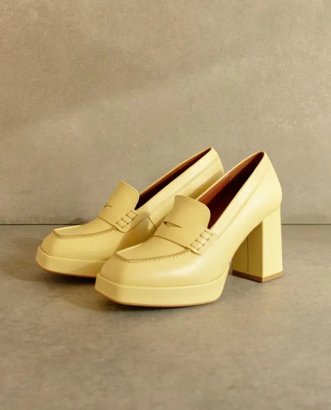 ALOHAS Loafers Busy Colorblock 8211 Yellow Leather Loafers 8211 Women