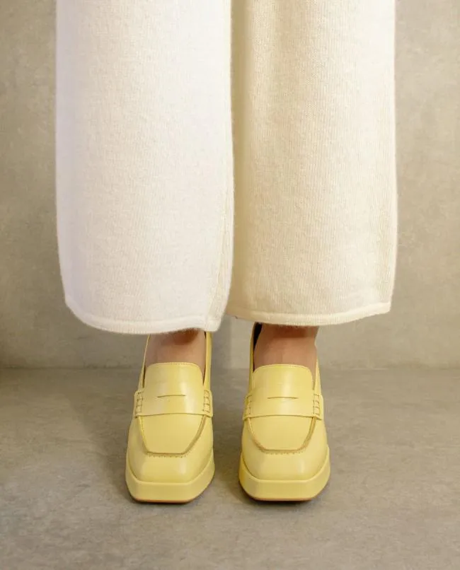ALOHAS Loafers Busy Colorblock 8211 Yellow Leather Loafers 8211 Women