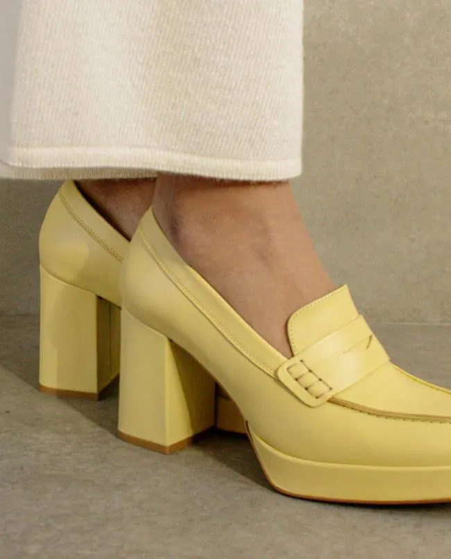 ALOHAS Loafers Busy Colorblock 8211 Yellow Leather Loafers 8211 Women
