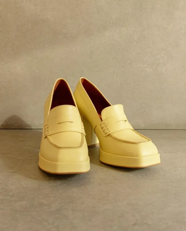 ALOHAS Loafers Busy Colorblock 8211 Yellow Leather Loafers 8211 Women