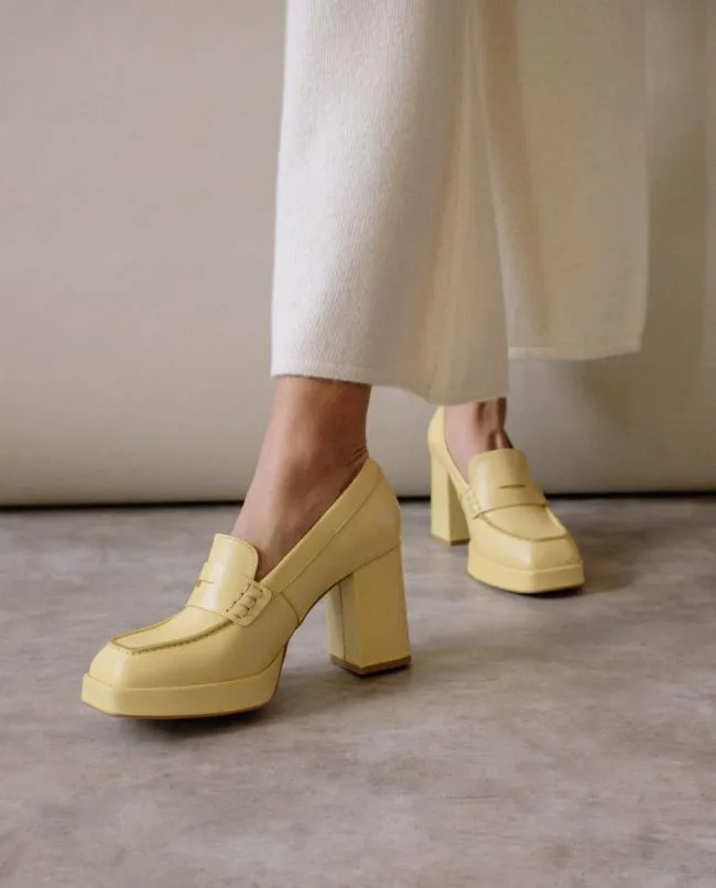 ALOHAS Loafers Busy Colorblock 8211 Yellow Leather Loafers 8211 Women