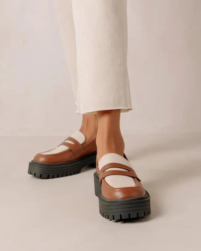 ALOHAS Loafers Mask 8211 Brown And White Vegan Leather Loafers 8211 Women