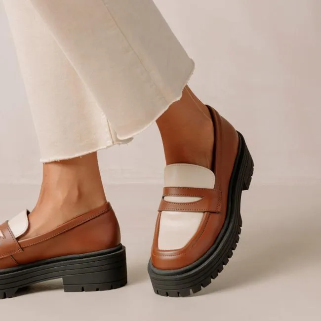 ALOHAS Loafers Mask 8211 Brown And White Vegan Leather Loafers 8211 Women
