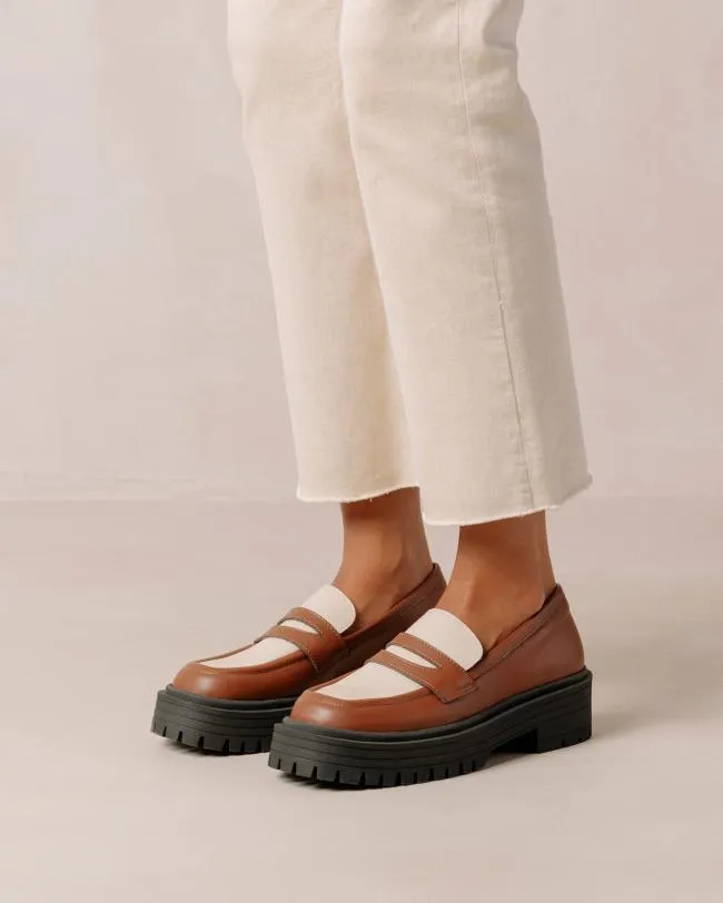 ALOHAS Loafers Mask 8211 Brown And White Vegan Leather Loafers 8211 Women
