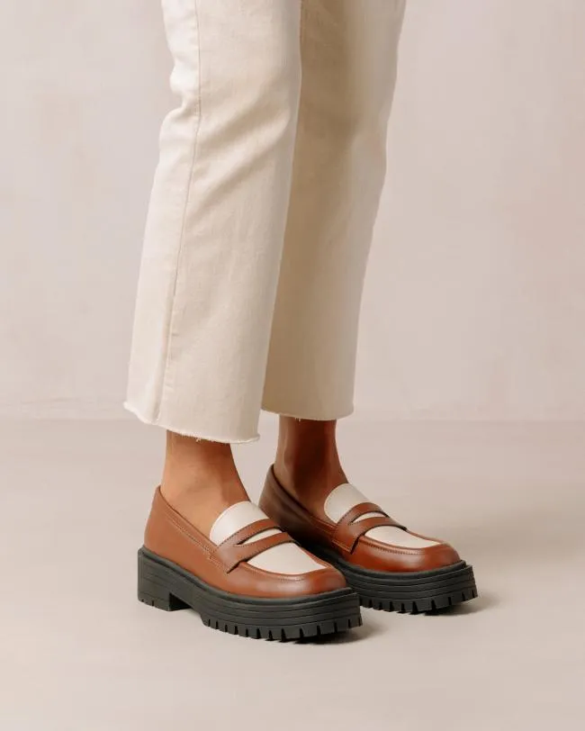 ALOHAS Loafers Mask 8211 Brown And White Vegan Leather Loafers 8211 Women