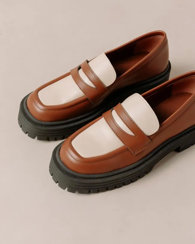 ALOHAS Loafers Mask 8211 Brown And White Vegan Leather Loafers 8211 Women