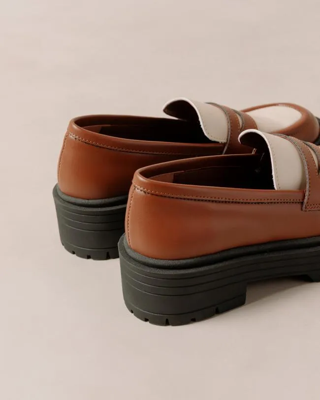 ALOHAS Loafers Mask 8211 Brown And White Vegan Leather Loafers 8211 Women