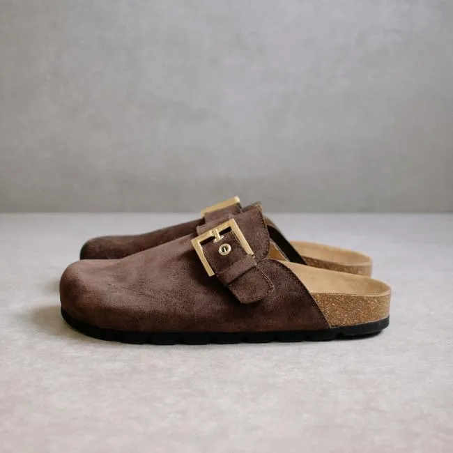 ALOHAS Mules Cozy 8211 Brown Leather Clogs 8211 Women