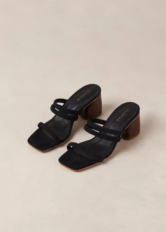 ALOHAS Mules Indiana 8211 Black Suede Sandals 8211 Women