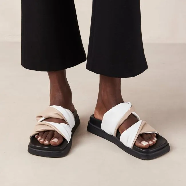 ALOHAS Mules Shaka Bicolor 8211 White And Beige Leather Sandals 8211 Women
