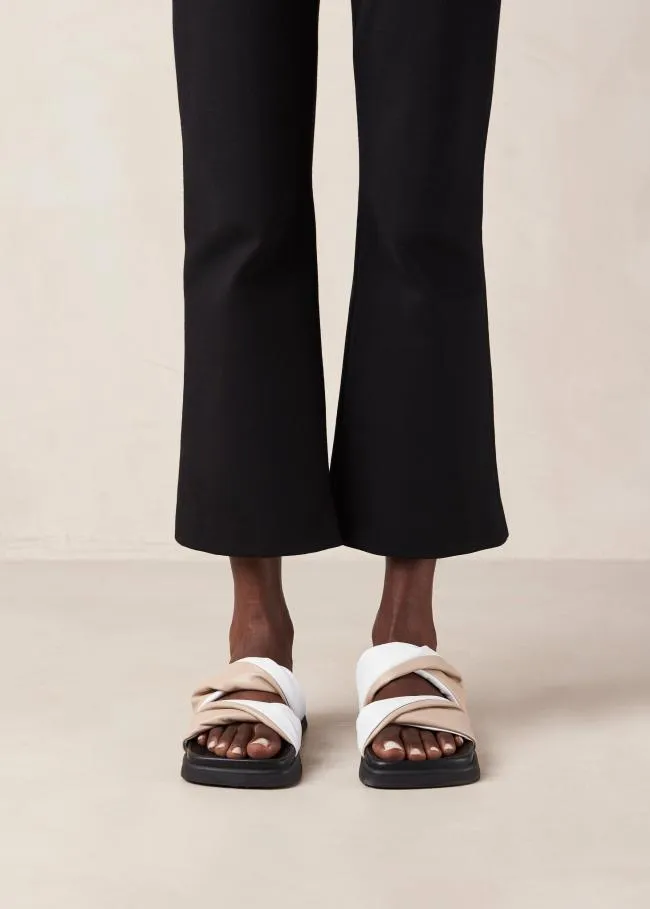 ALOHAS Mules Shaka Bicolor 8211 White And Beige Leather Sandals 8211 Women
