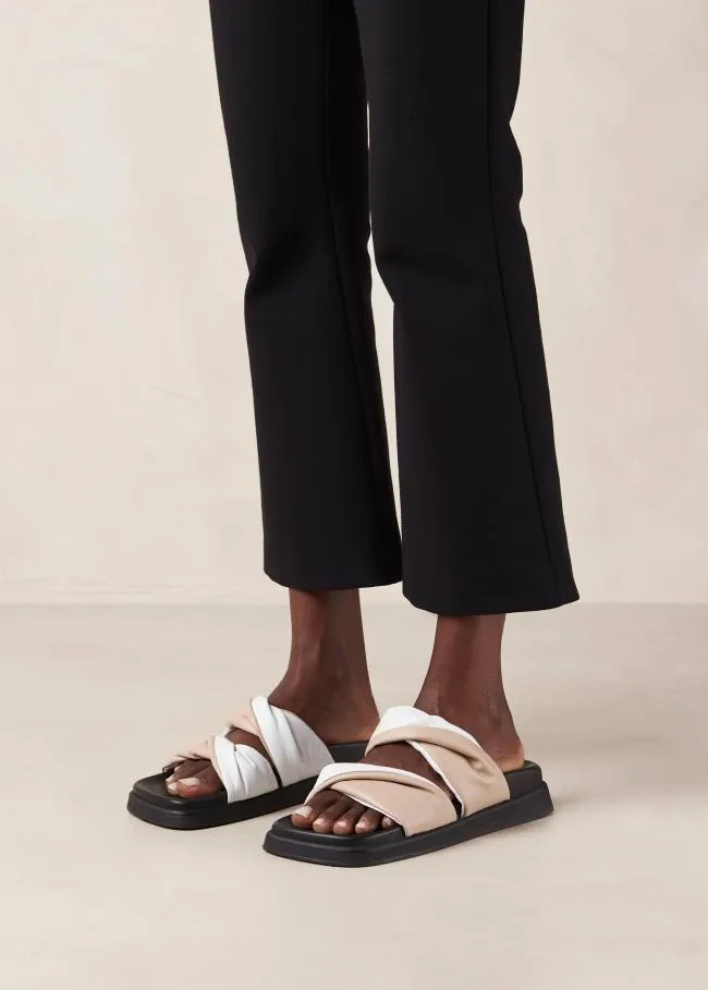 ALOHAS Mules Shaka Bicolor 8211 White And Beige Leather Sandals 8211 Women
