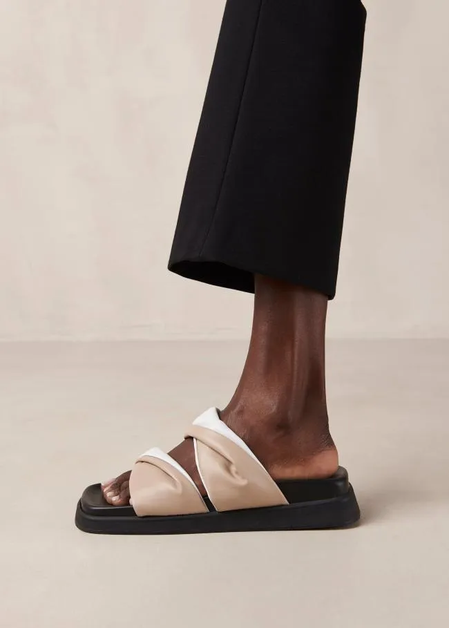 ALOHAS Mules Shaka Bicolor 8211 White And Beige Leather Sandals 8211 Women